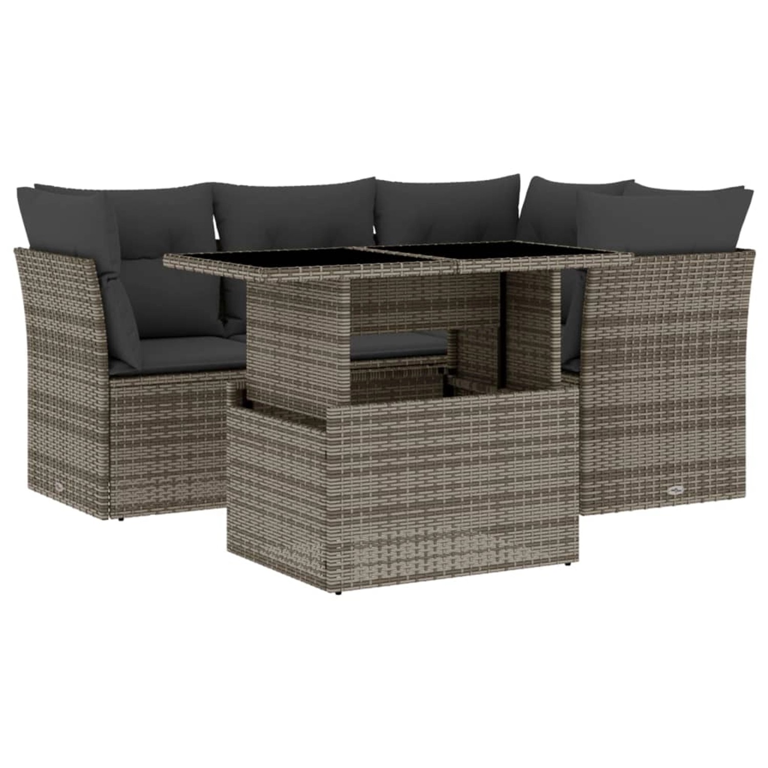 vidaXL 5-tlg Garten-Sofagarnitur mit Kissen Grau Poly Rattan Modell 86 günstig online kaufen