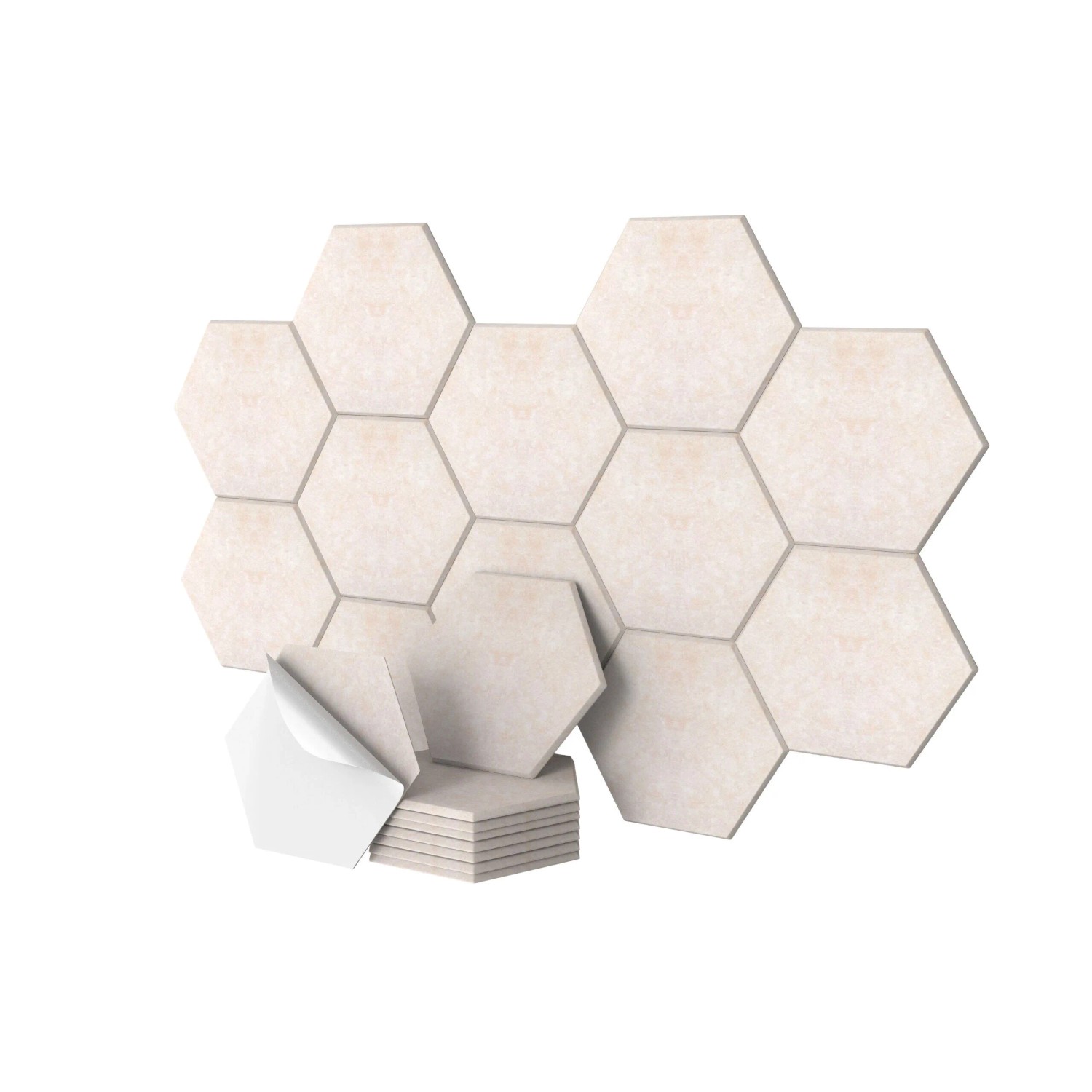 Relaxdays Akustikplatten Set Hexagon Polyester Beige Selbstklebend 18 Stück 30 Cm X 26 Cm X 0, 9 Cm