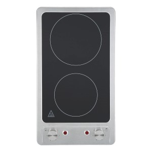 Respekta Glaskeramik-Kochfeld KM9120EN mit 2 Kochzonen in Silber und Schwarz.