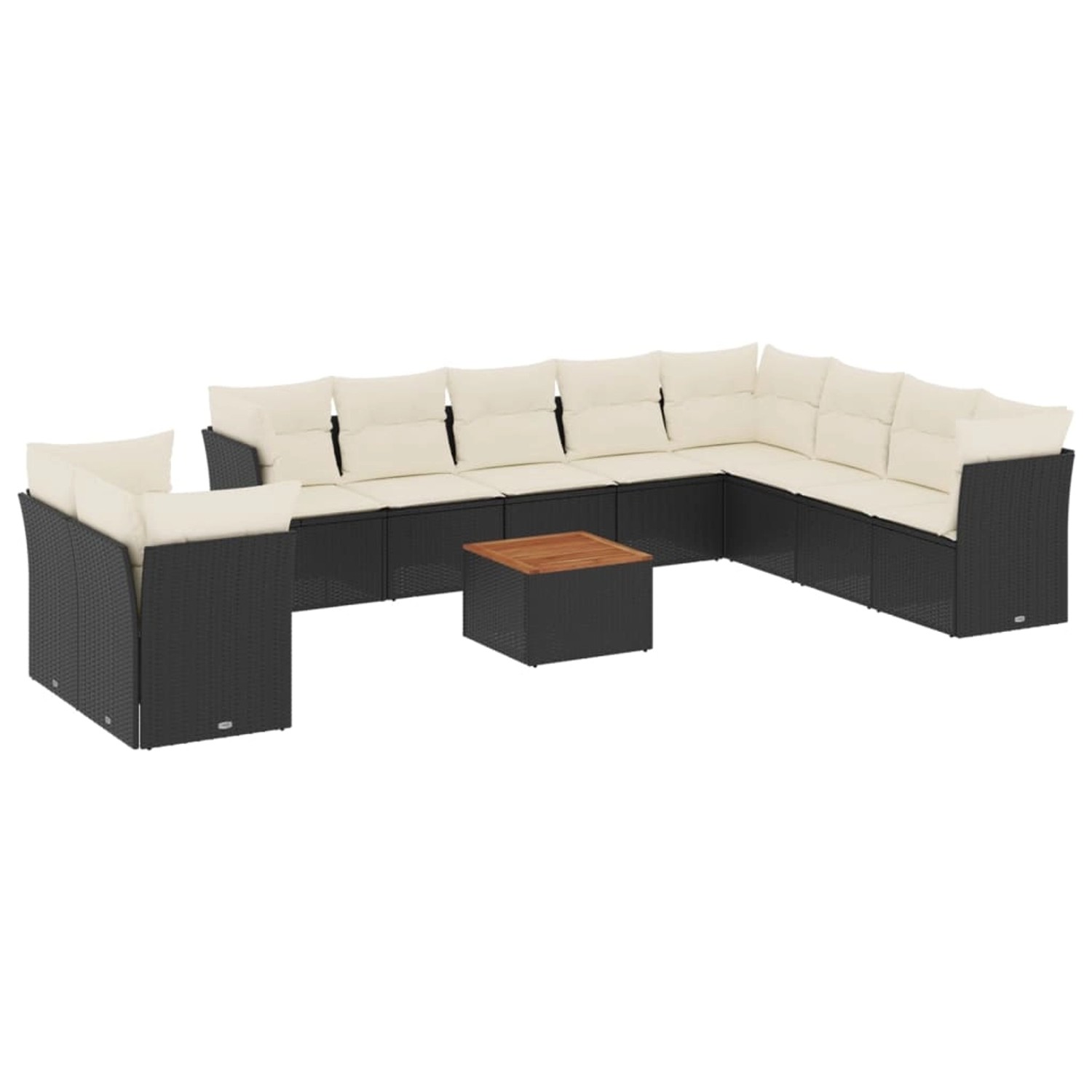 vidaXL 11-Tlg Garten-Sofagarnitur mit Kissen Schwarz Poly Rattan 3256049 günstig online kaufen