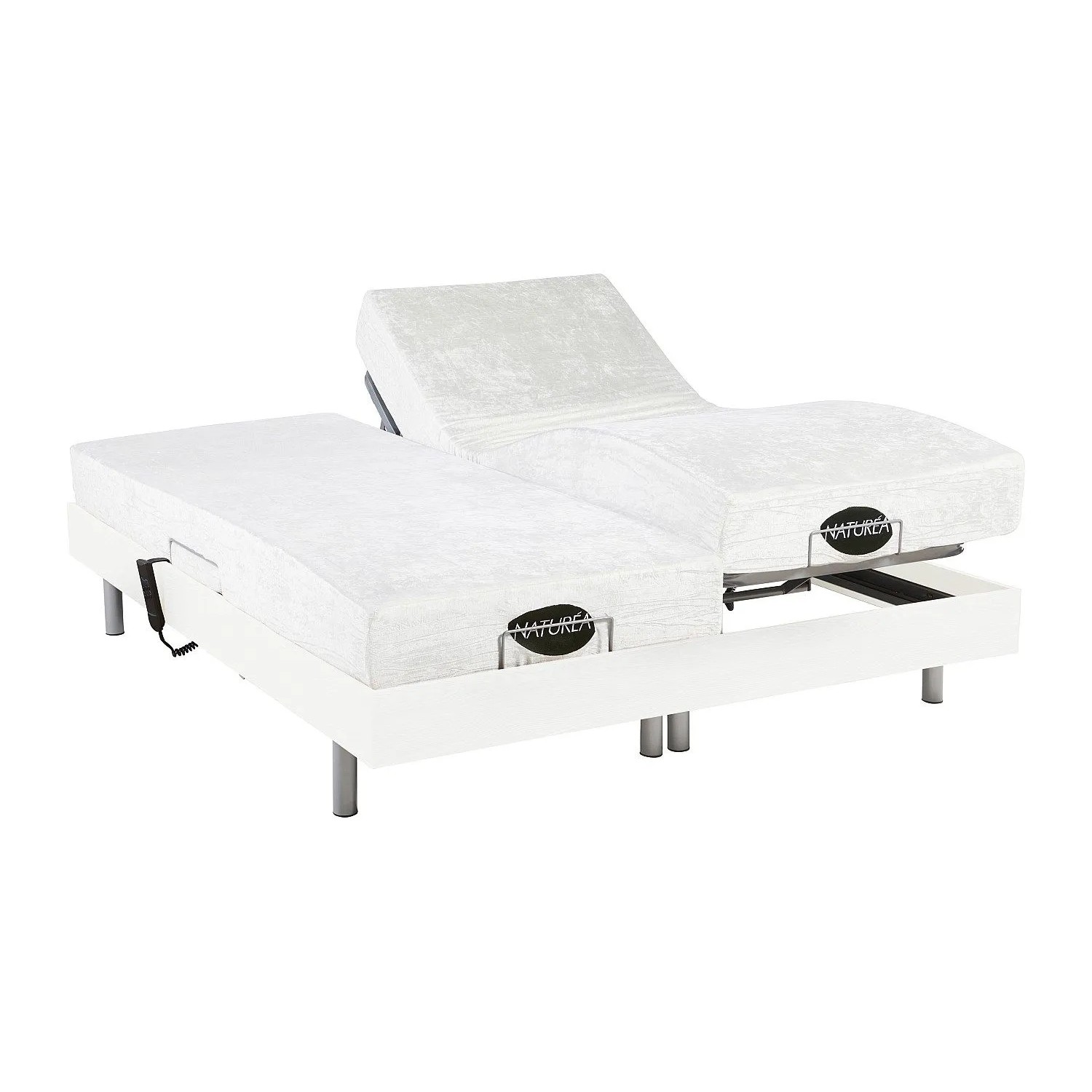 Vente-unique Bett Mit Elektrischem Lattenrost Lysis Weiß 190 cm  71 cm
