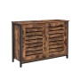 Vasagle Küchenschrank, 100x35x70 cm, braun-schwarz, mit Lamellentüren und Stahlrahmen.