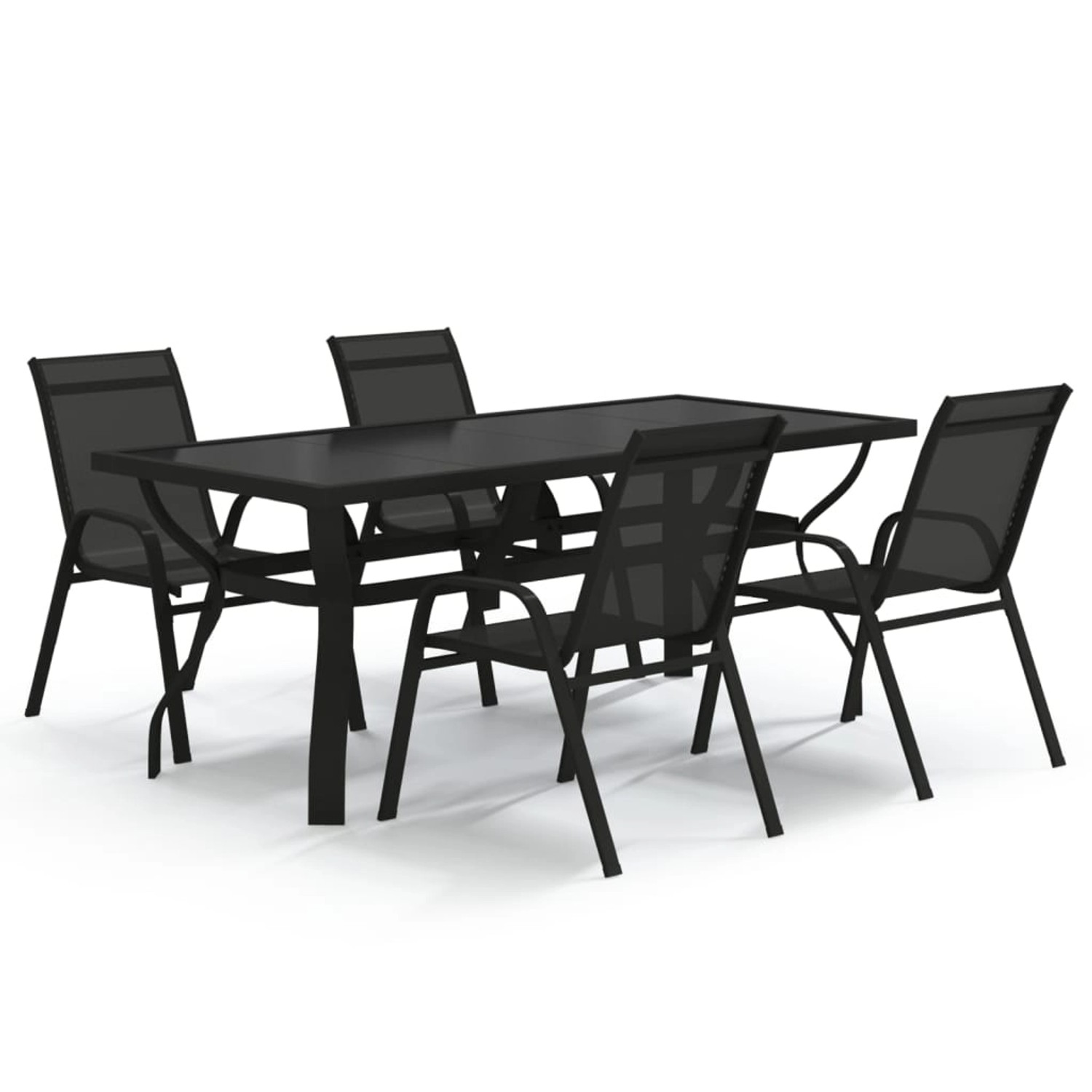 vidaXL 5-Tlg Garten-Essgruppe Schwarz 3095980 günstig online kaufen