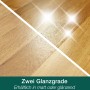 Holzboden mit Bona Parkettlack: Vergleich von matter und glänzender Oberfläche.