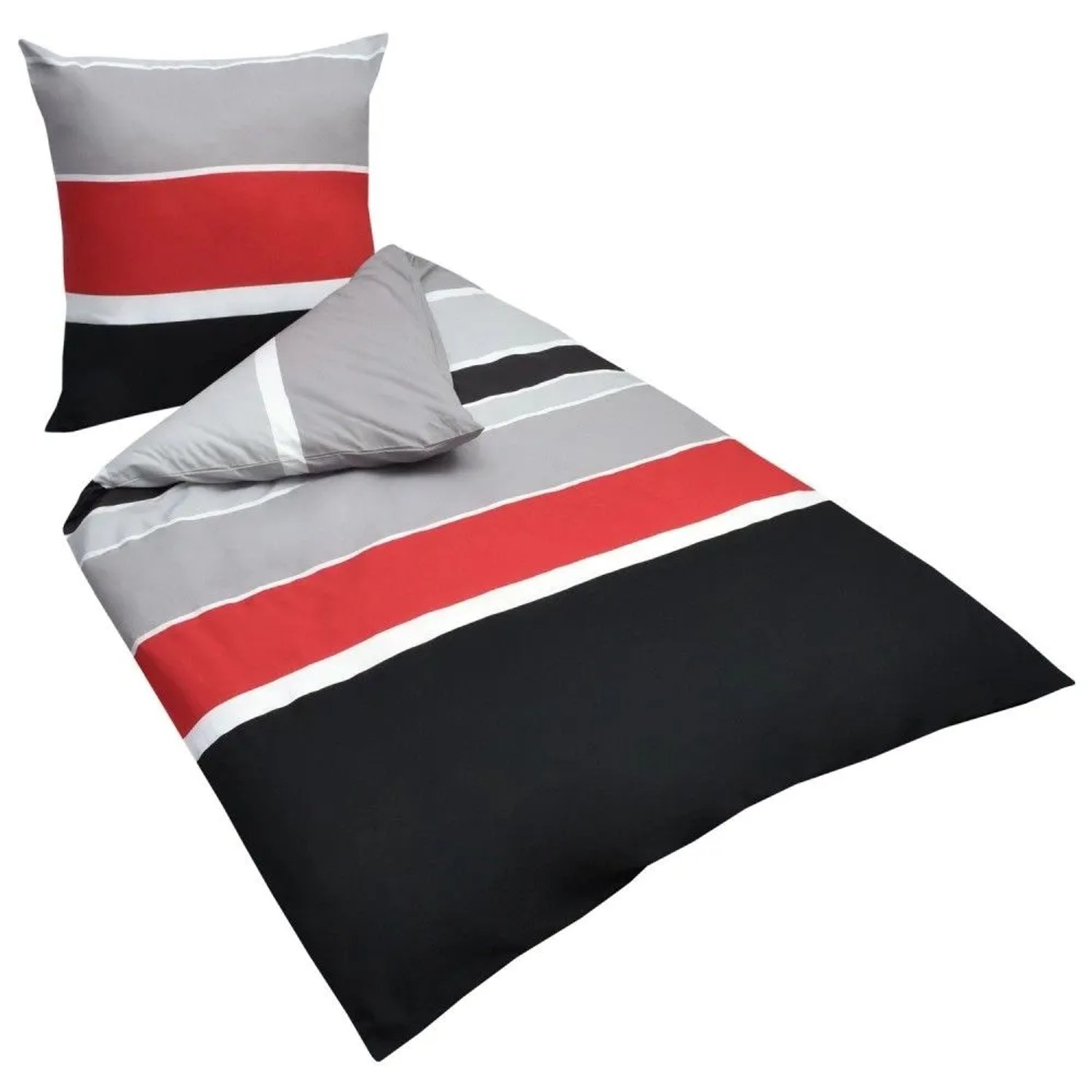 Beautissu Delia Bettwäsche 155x220cm + Kissenbezug 80x80cm Gestreift Renforcé