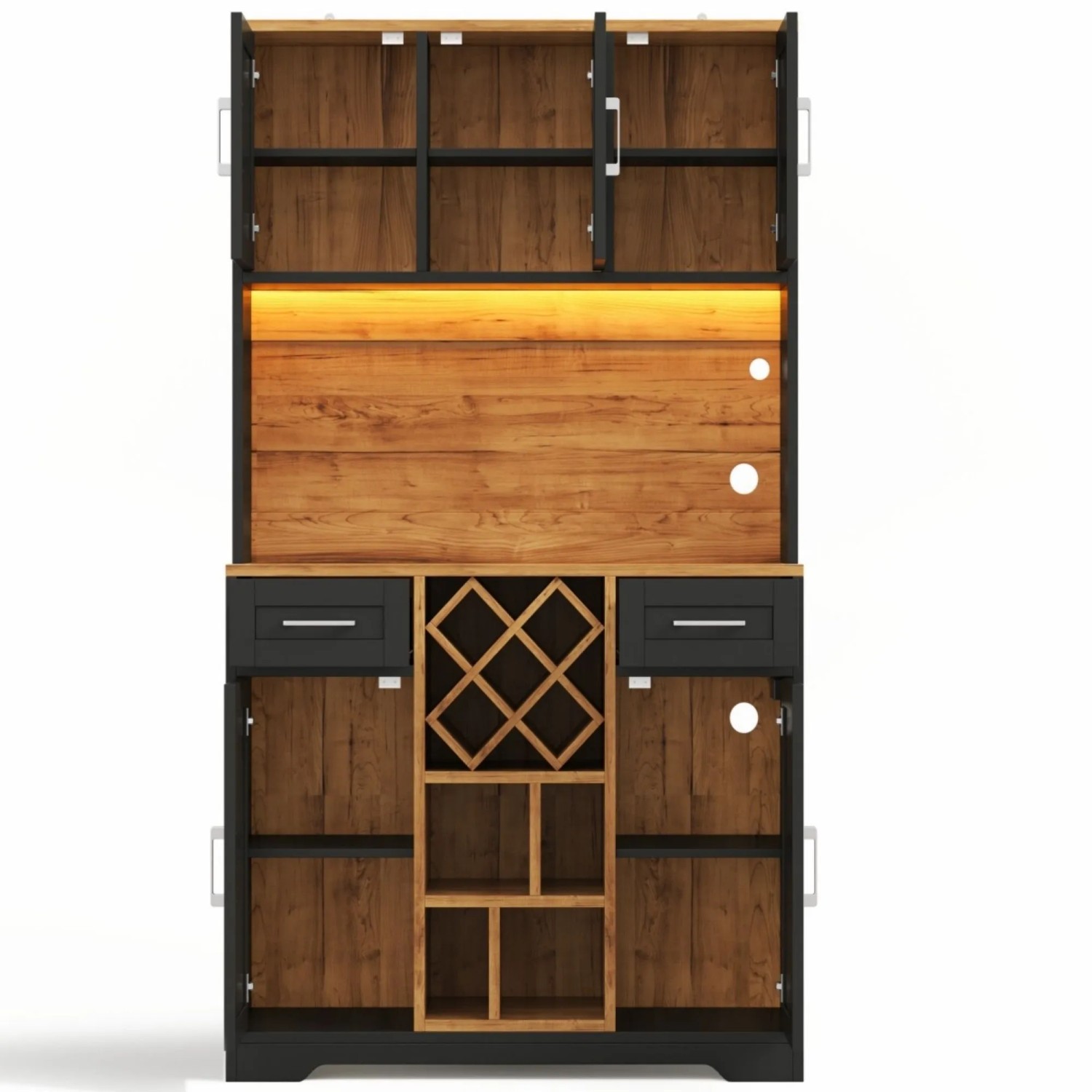 Merax Küchenschrank 180x105x40 cm LED Weinregale Weinschrank Vitrine
