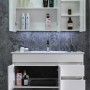 Sanotechnik Badmöbel-Set Belluno, 3-teilig, weiß, mit Unterschrank, Waschbecken und Spiegelschrank.