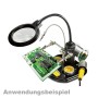 Blanko Löthilfe Deluxe mit LED-Lupe und Krokodilklemmen zur Fixierung von Platinen.