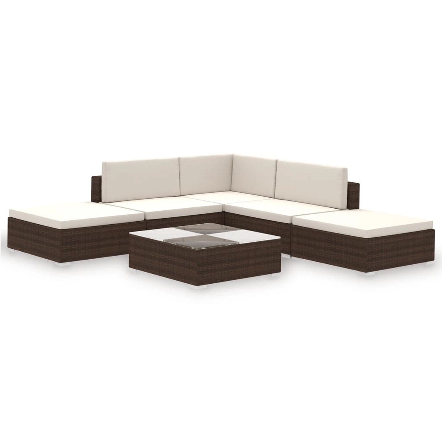 Thumbnail - vidaXL 6-Tlg Garten-Lounge-Set mit Auflagen Poly Rattan Braun 41268