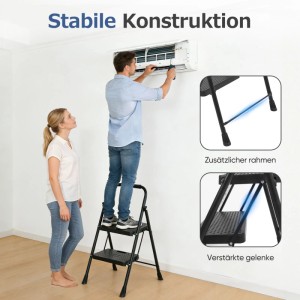 Sekey Klapptritt 2 Stufen Faltbar 36 cm Trittstufen Anti Rutsch bis 150 kg Haushaltsleiter