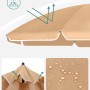 Detailansicht des taupefarbenen Songmics Sonnenschirms: UV-Schutz, wasserabweisend, stabile Konstruktion.