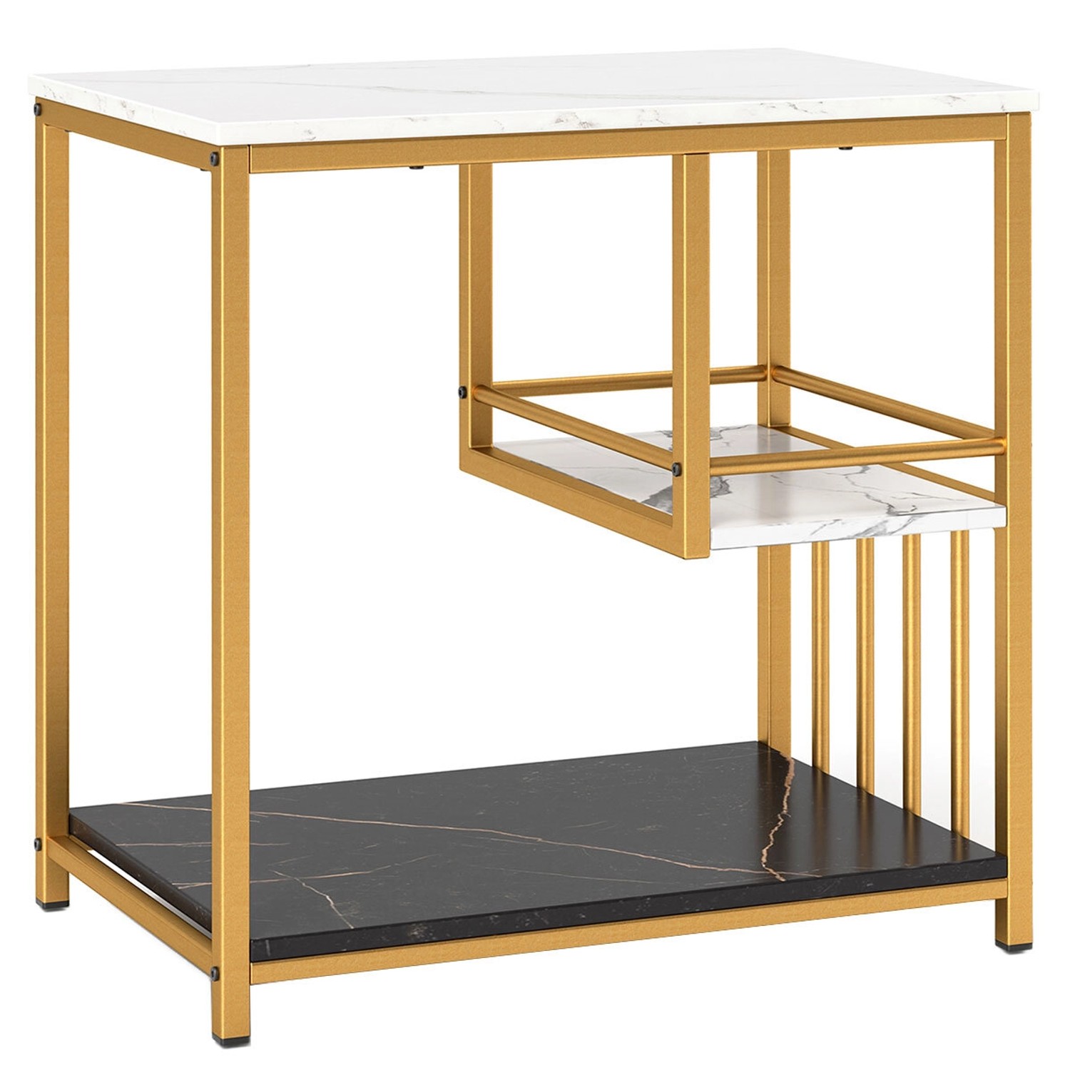 Costway Beistelltisch Marmor Optik 3-Stufiger Nachttisch Sofatisch günstig online kaufen