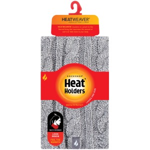 Heat Holders Halswärmer Damen, grau meliert, Universalgröße. Strickmuster für Wärme und Komfort.
