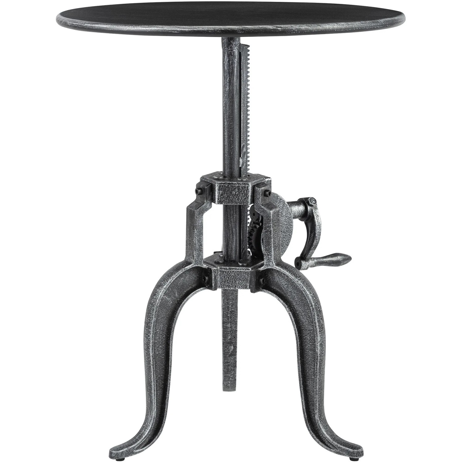 DELUKE Beistelltisch VERA Rund 50x50x46cm Metall Antik-Silber Kleiner Tisch Couchtisch für Wohnzimmer
