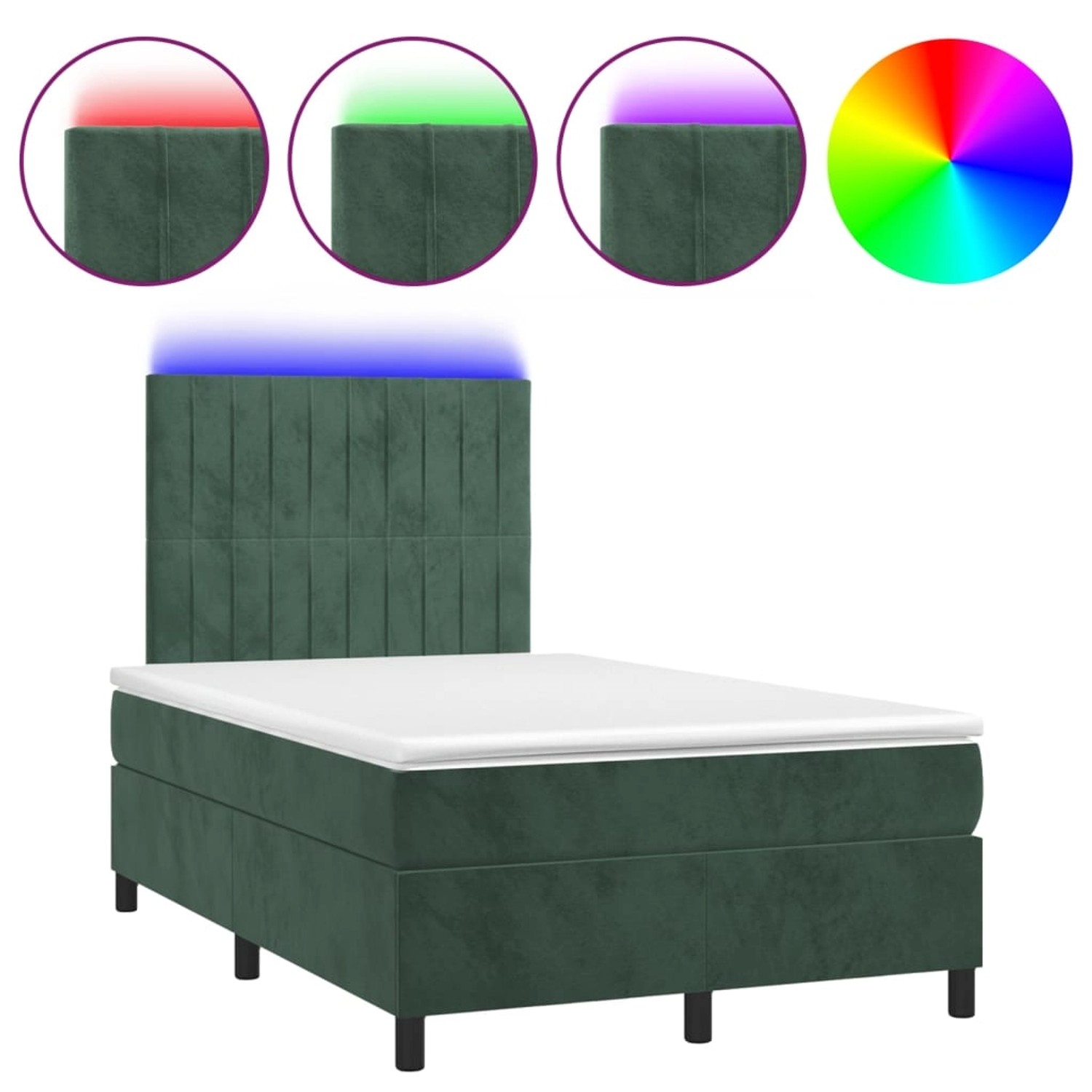 vidaXL Boxspringbett mit Matratze & LED Dunkelgrün 120x200 cm Samt 3136236 günstig online kaufen