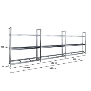 PROREGAL Mega Deal: 3 verzinkte Reifenregale Tiger XL (200x180x45cm) für bis zu 63 Reifen.