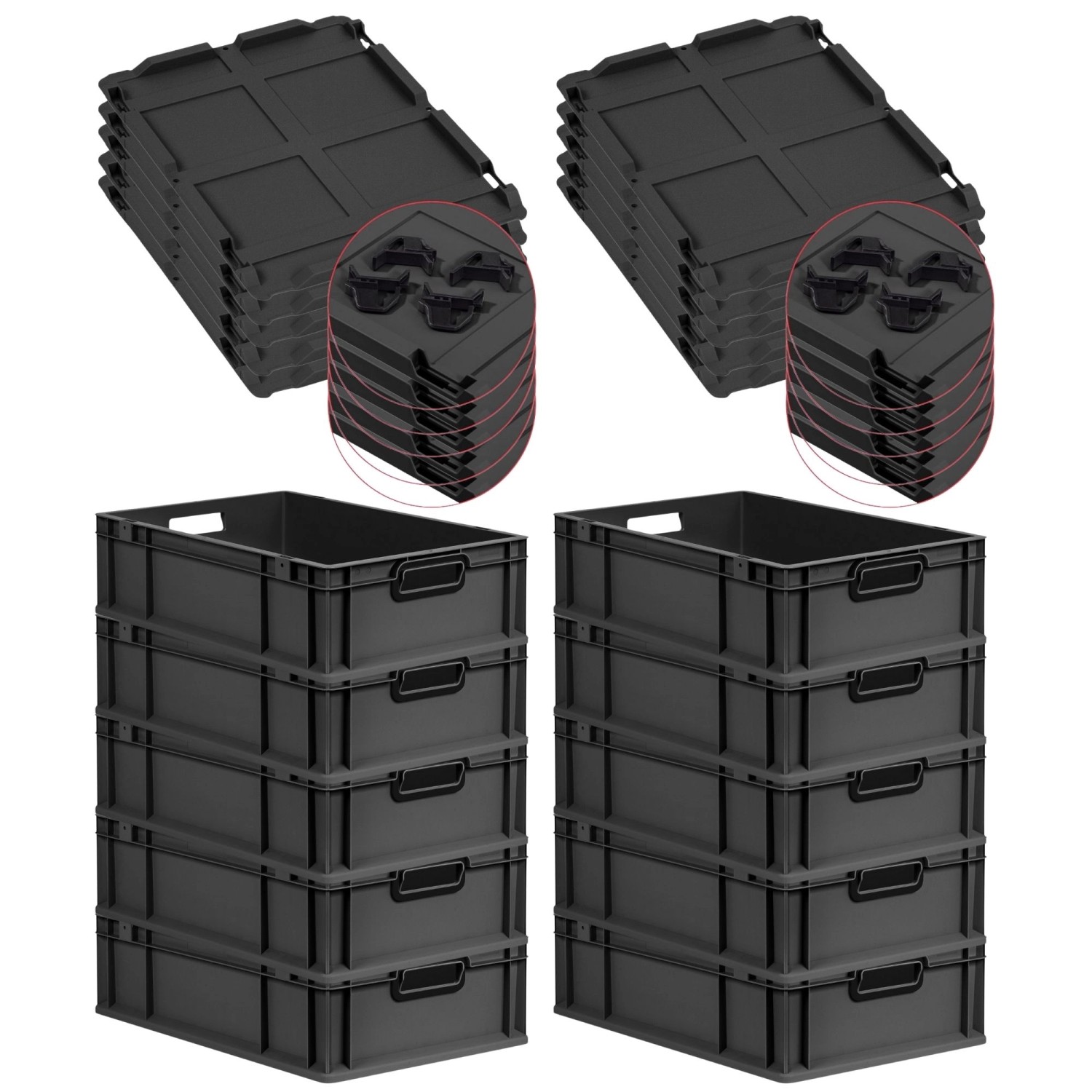 PROREGAL SparSet 10x Eurobox Nextgen Color Mit Auflagedeckel HxBxT 17x40x60 günstig online kaufen