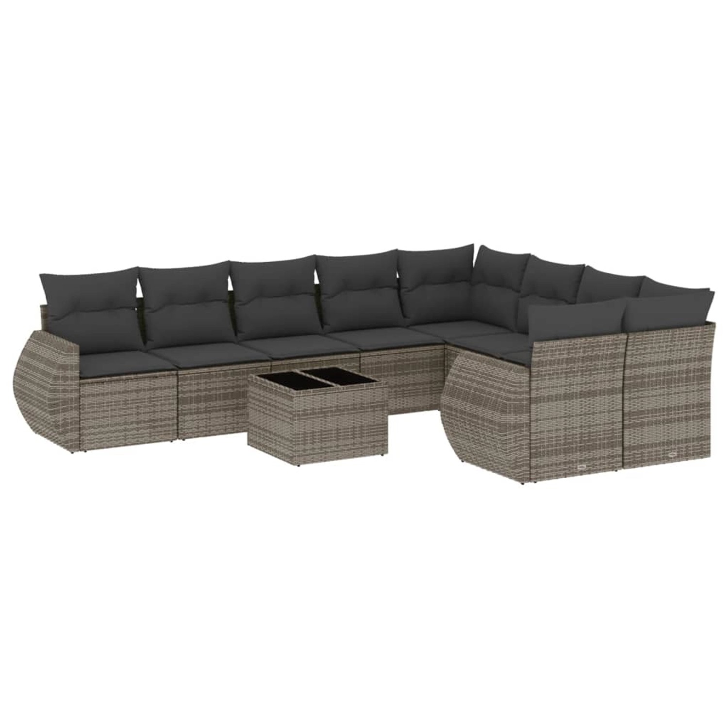vidaXL 10-Tlg Garten-Sofagarnitur mit Kissen Grau Poly Rattan 3254187 günstig online kaufen