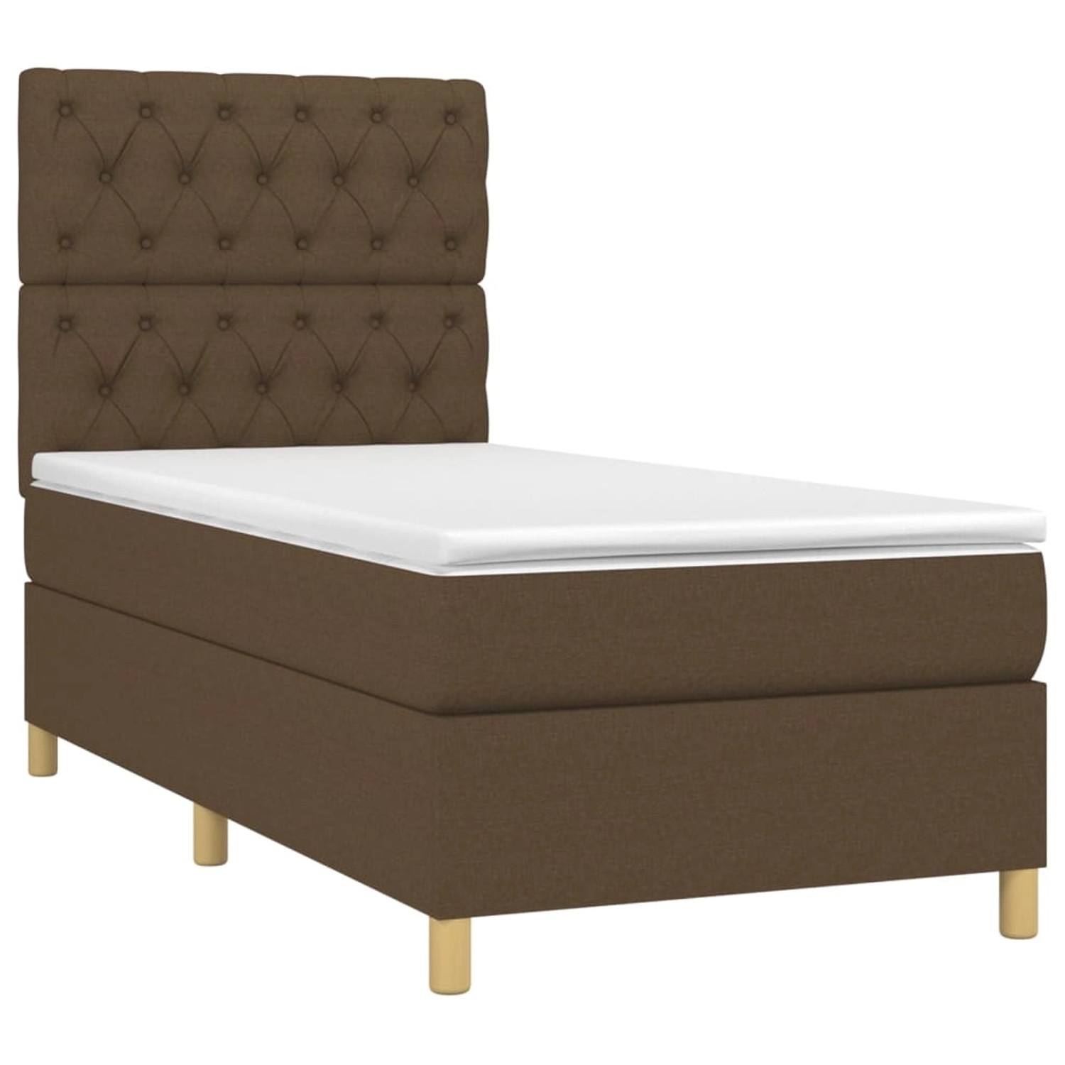 vidaXL Boxspringbett mit Matratze & LED Dunkelbraun 80x200 cm Stoff 3135632 günstig online kaufen