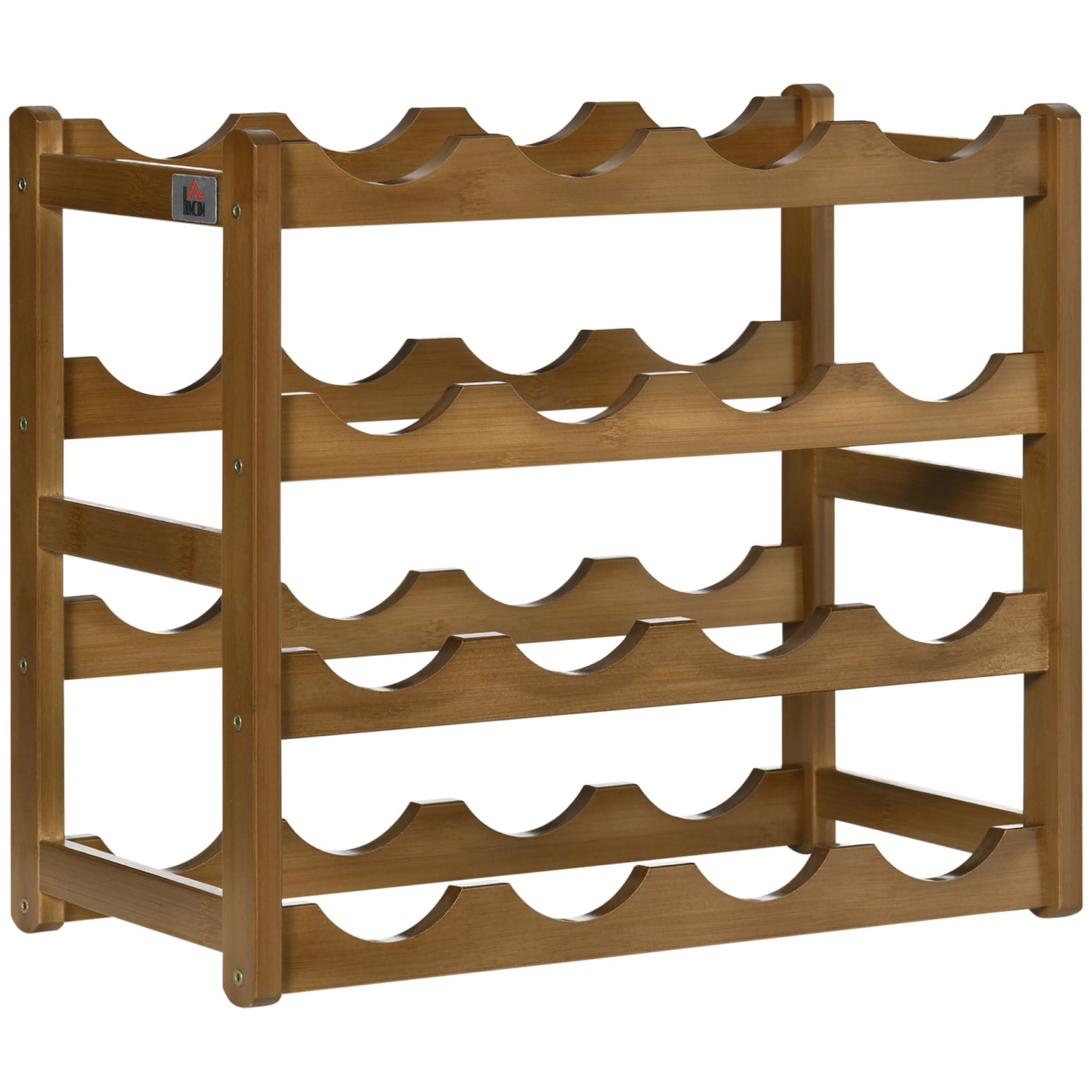 HOMCOM Weinregal für 16 Flaschen Wasserfestes Standregal Braun 43 x 23,5 x 38 cm