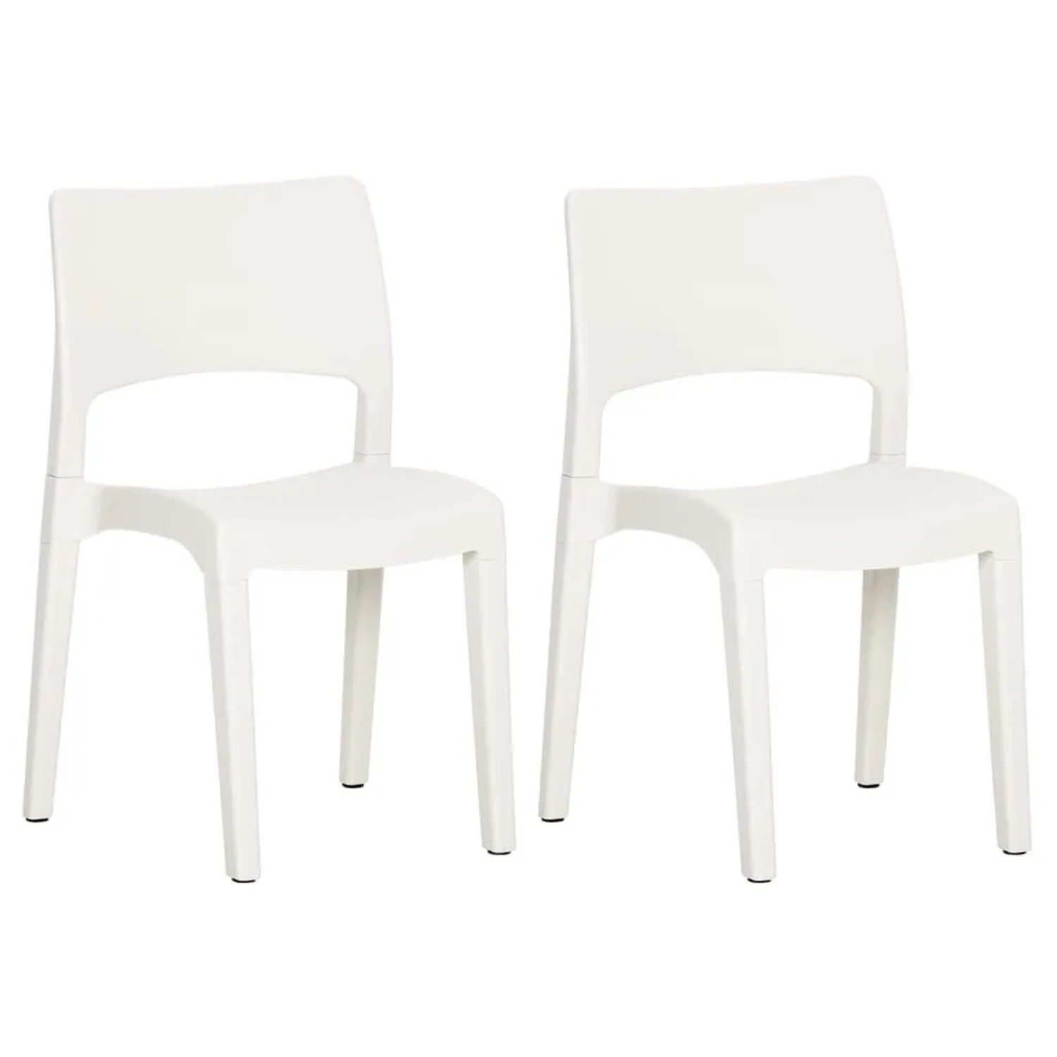 Furnicato Gartenstühle 2er Set Weiß Polypropylen 50 X 51 X 82 Cm Stapelbar Leicht Modern