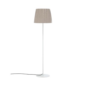 PR Home Agnar Outdoor Stehlampe, brauner Textilschirm, IP44, für Terrasse & Balkon.