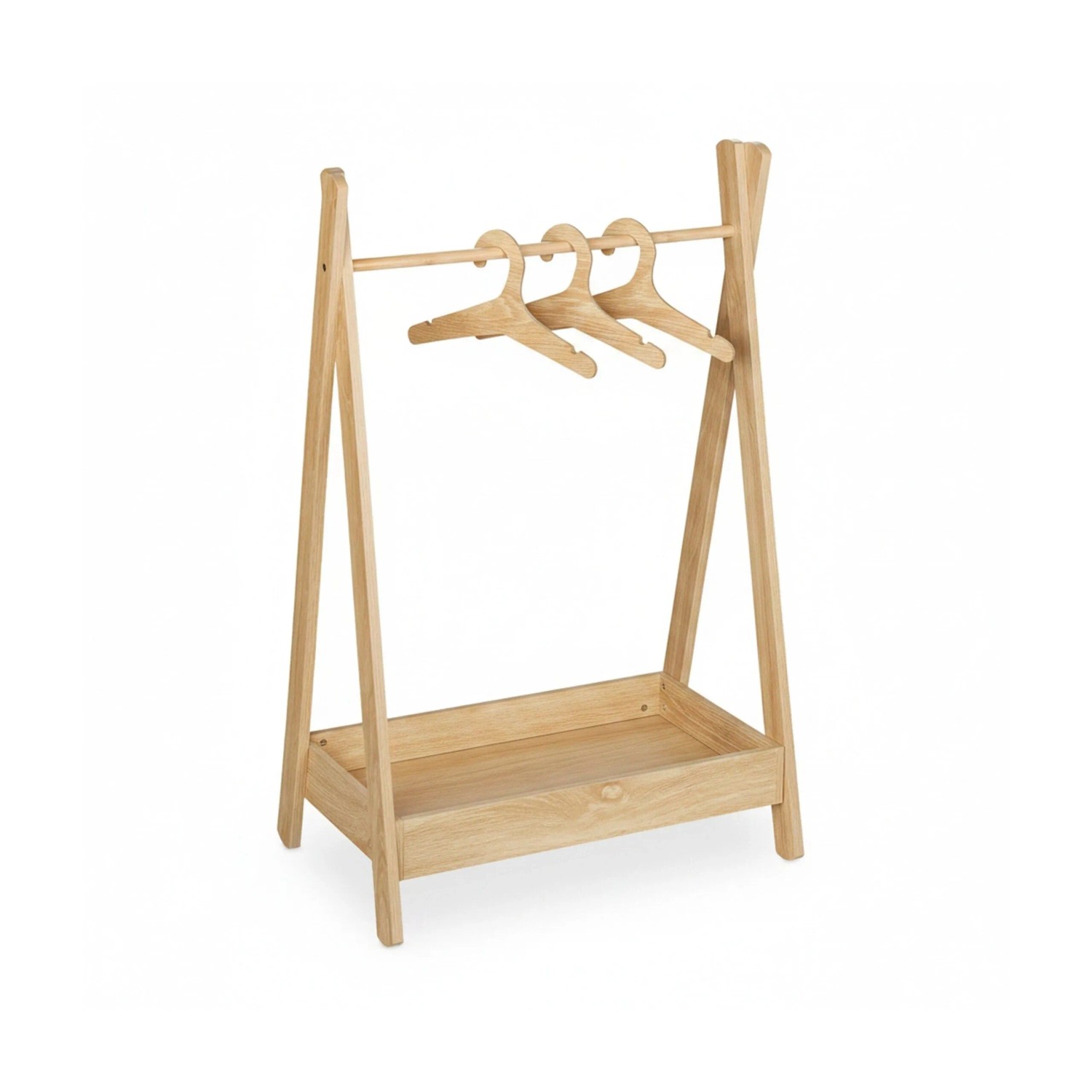 Relaxdays Kinderkleiderständer MDF Bambus Natur mit Ablage 98,5 cm x 62 cm x 40 cm 5,8 kg