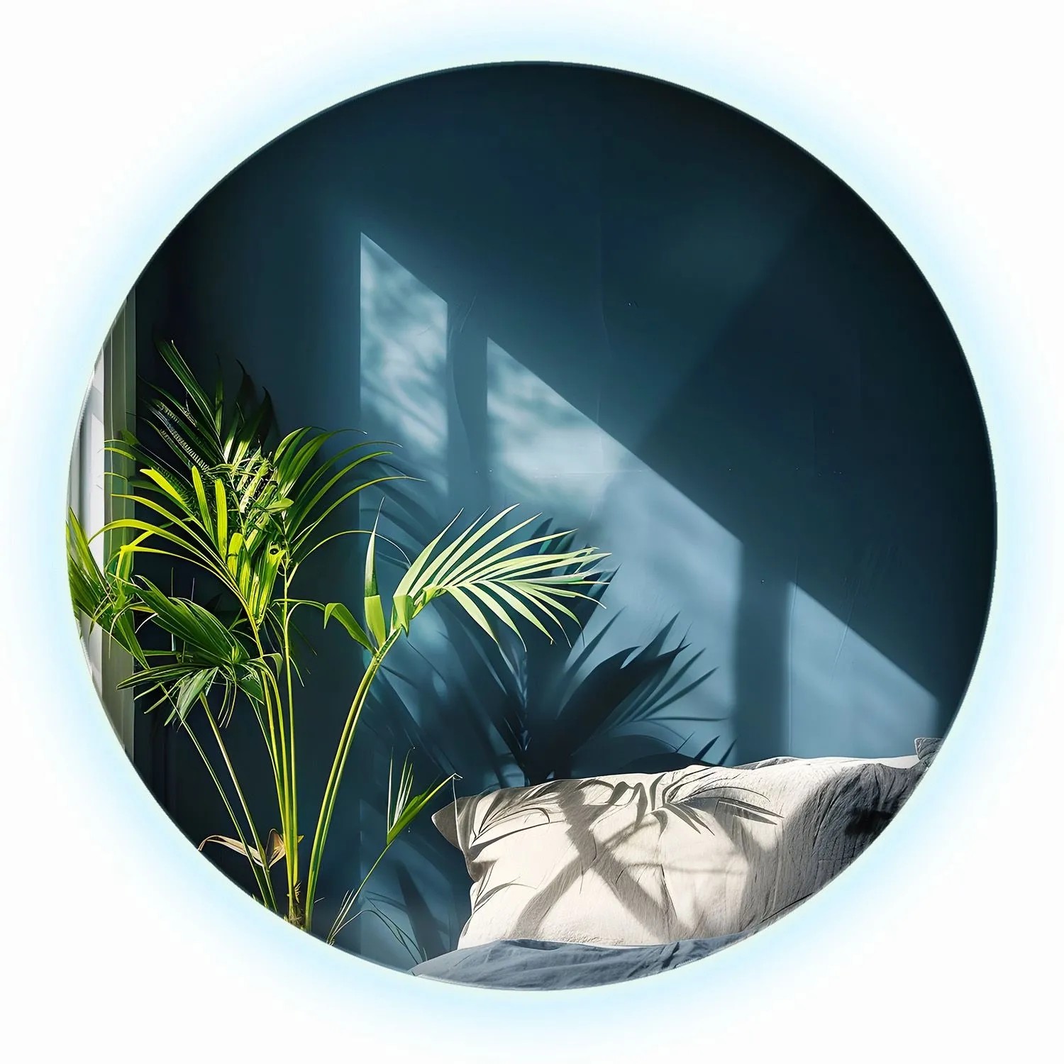 Wallfluent Beleuchteter Runder Spiegel 90x90 cm Mit Kaltweiß 6500K LED Licht Für Bad Schlafzimmer Und Flur