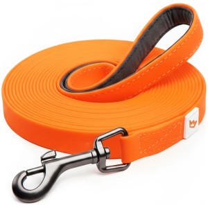 Rudelkönig Schleppleine Hund 5 m Orange PVC Beschichtet Freilaufleine