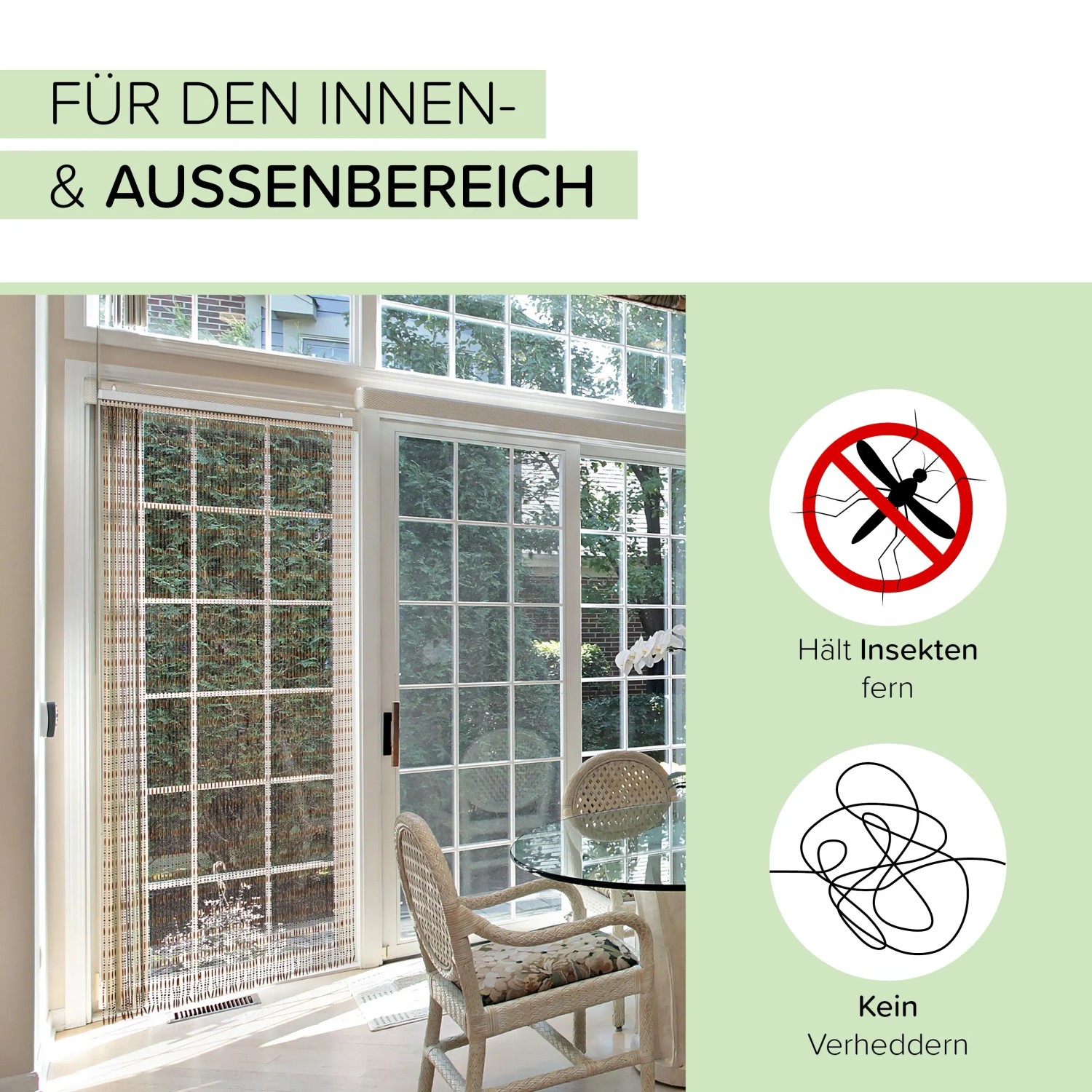 Kobolo Türvorhang AMBER als Insektenschutz vor Terrassentür, kein Verheddern.