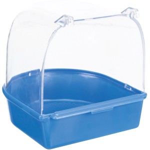 Blaues Trixie Badehaus, halbrunde Form, für Vogelkäfige & Vogelvolieren.