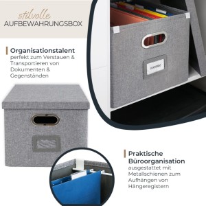 HMF 250473-12 Aufbewahrungsbox Deckel DIN A4 Hängeregister Kallax 33 x 37 x 28 cm
