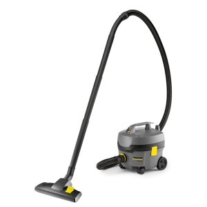 Kärcher T 7/1 Classic ADV Trockensauger, 850 W, 7 Liter, grau/gelb, mit Saugrohr und Bodendüse.