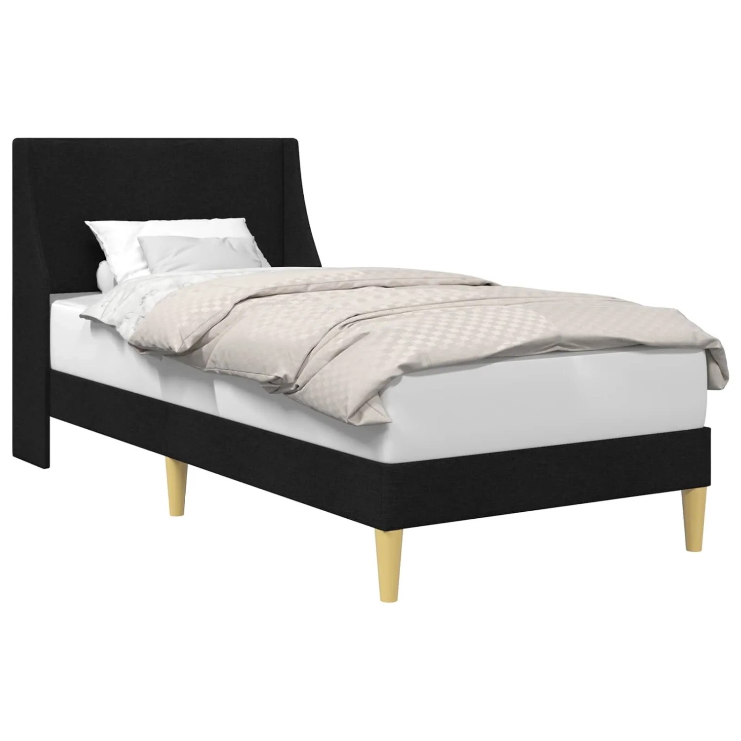 vidaXL Bettrahmen mit Kopfteil Schwarz 100 x 200 cm Stoff 42027329