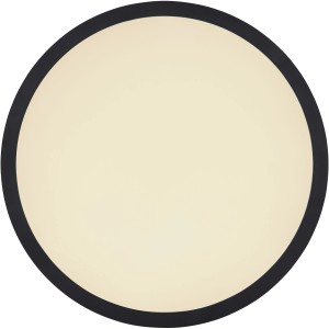Schwarze, runde LED-Deckenleuchte Sapana mit Farbwechsel und Fernbedienung.