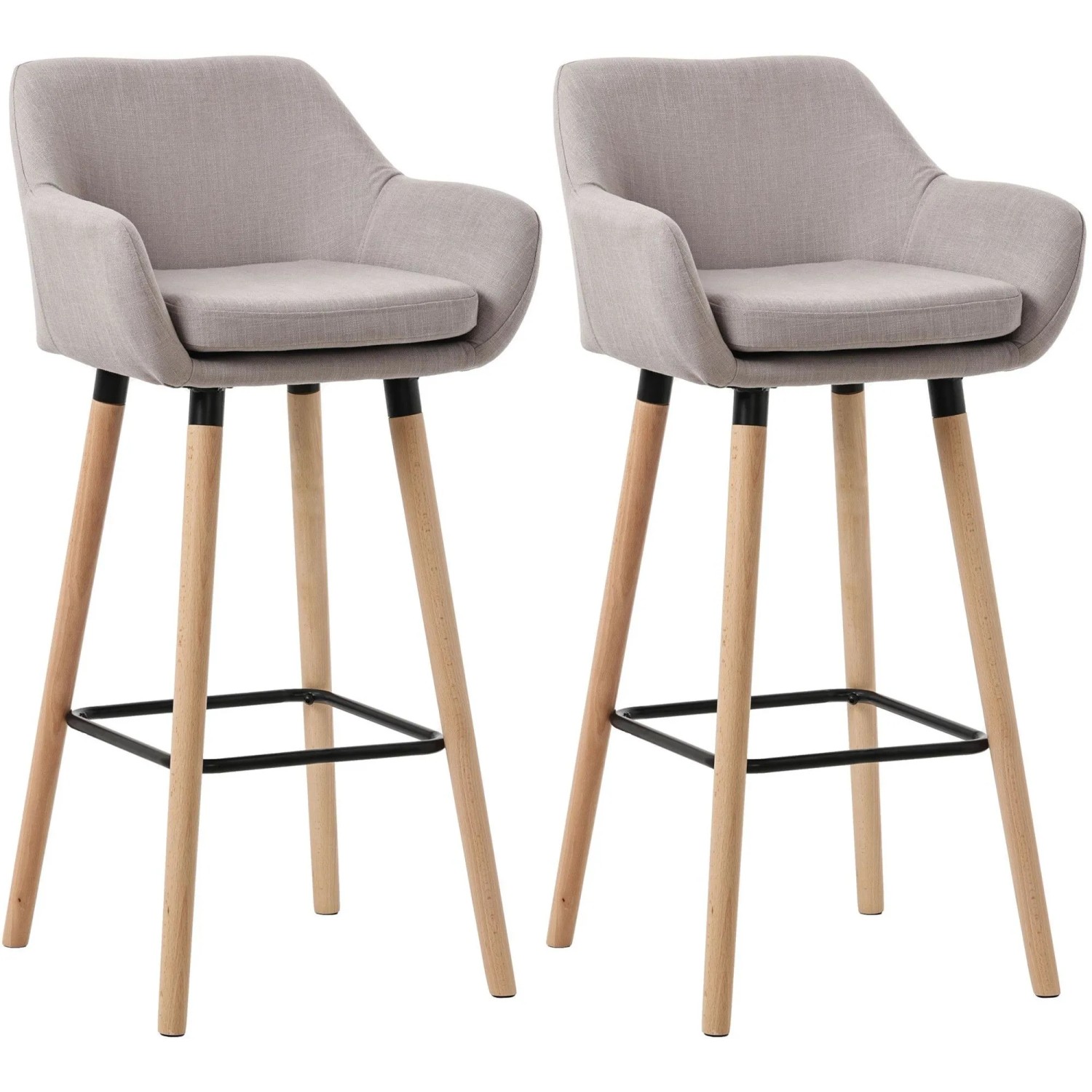 CLP 2er Set Barhocker Grant Stoff Taupe