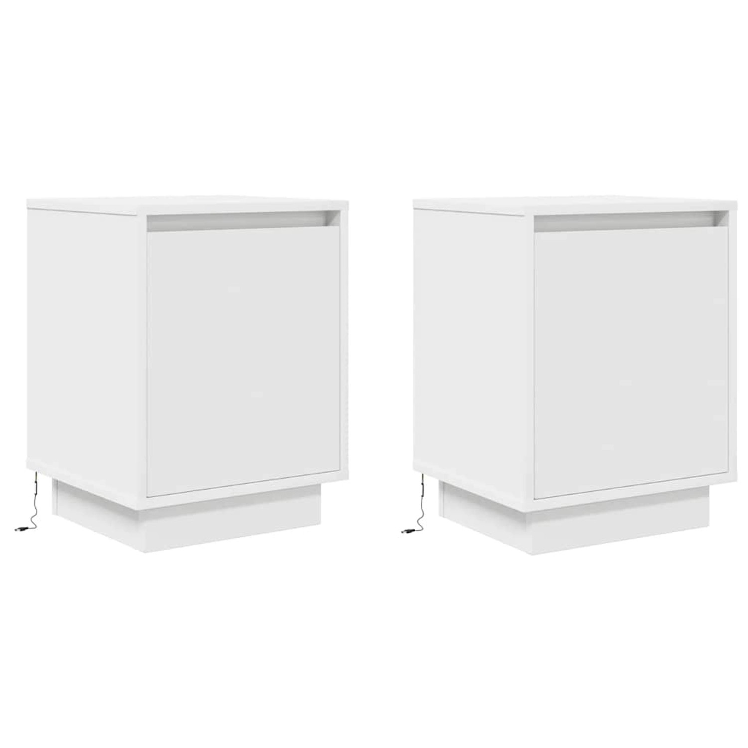 vidaXL Nachttische mit LED-Leuchten 2 Stk, Weiß 38x34x50 cm 861266 günstig online kaufen