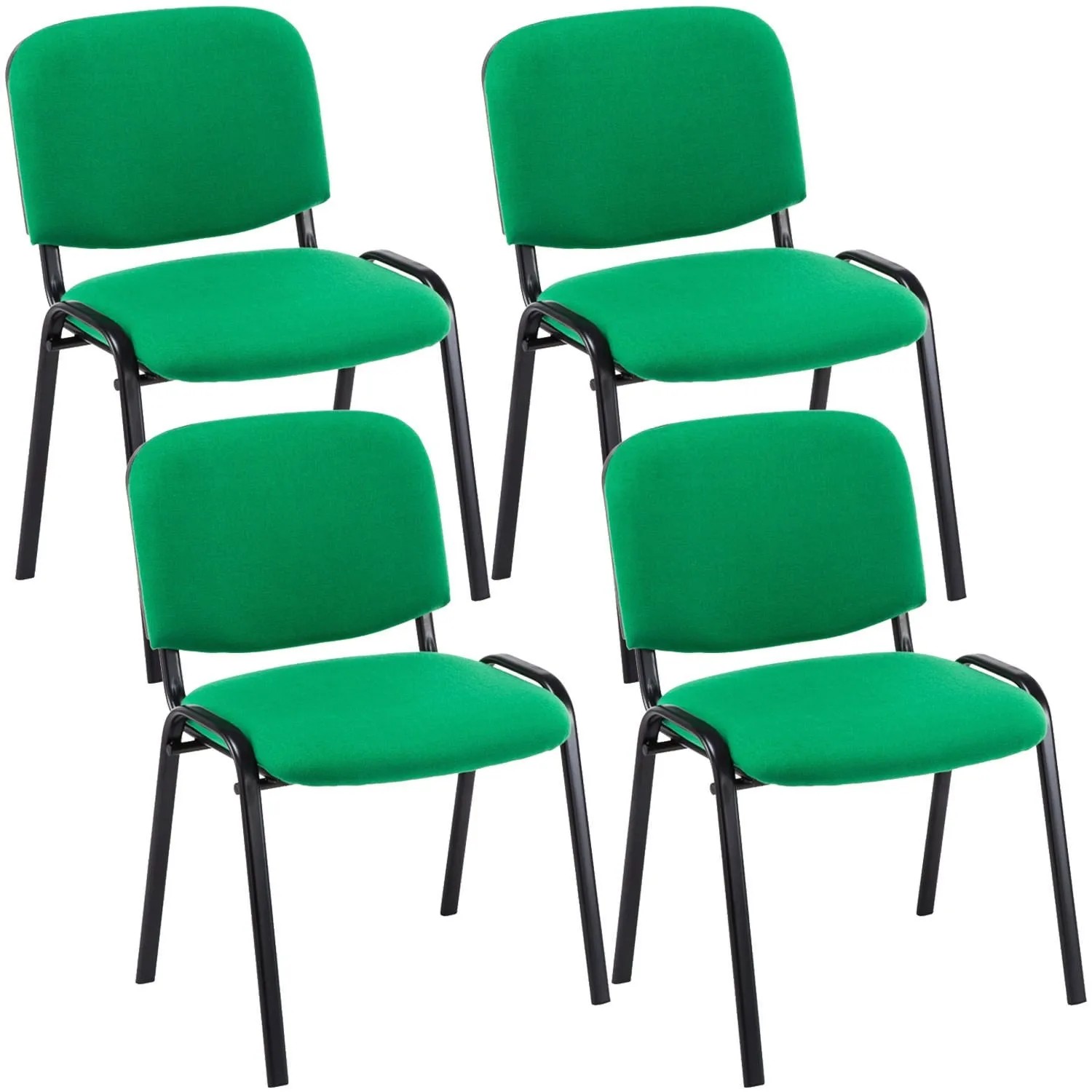 DELUKE 4er Set Besucherstuhl ZAGREB Stoff Grünfarbig 53x53x83cm Konferenzstuhl Wartezimmerstuhl Bürostuhl