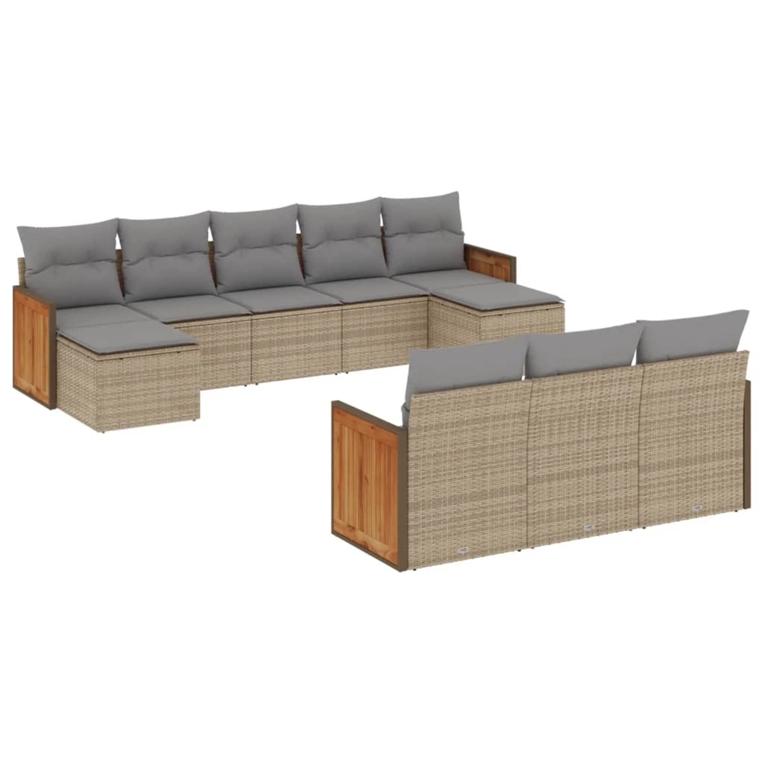 vidaXL 10-Tlg Garten-Sofagarnitur mit Kissen Beige Poly Rattan 3228096 günstig online kaufen
