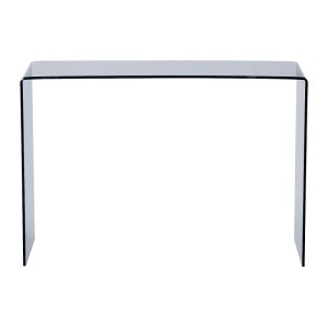 Vente-unique Konsolentisch Alonzo aus gebogenem, getöntem Sicherheitsglas in Transparent Schwarz, 110 cm breit.