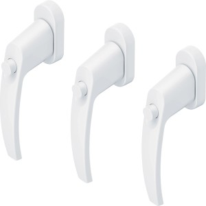 Abus Fenstergriff FG50, 3er-Pack, weiß. Fensterriegel mit Druckknopf für erhöhte Sicherheit.