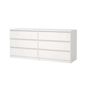 Weiße ebuy24 Naia Kommode mit 6 Schubladen für Schlafzimmer oder Wohnzimmer.