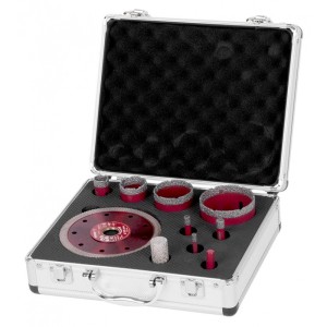 PROREGAL Diamant Bohrkronen-Set Premium Crystal im Koffer mit Diamantscheibe und Adapter.