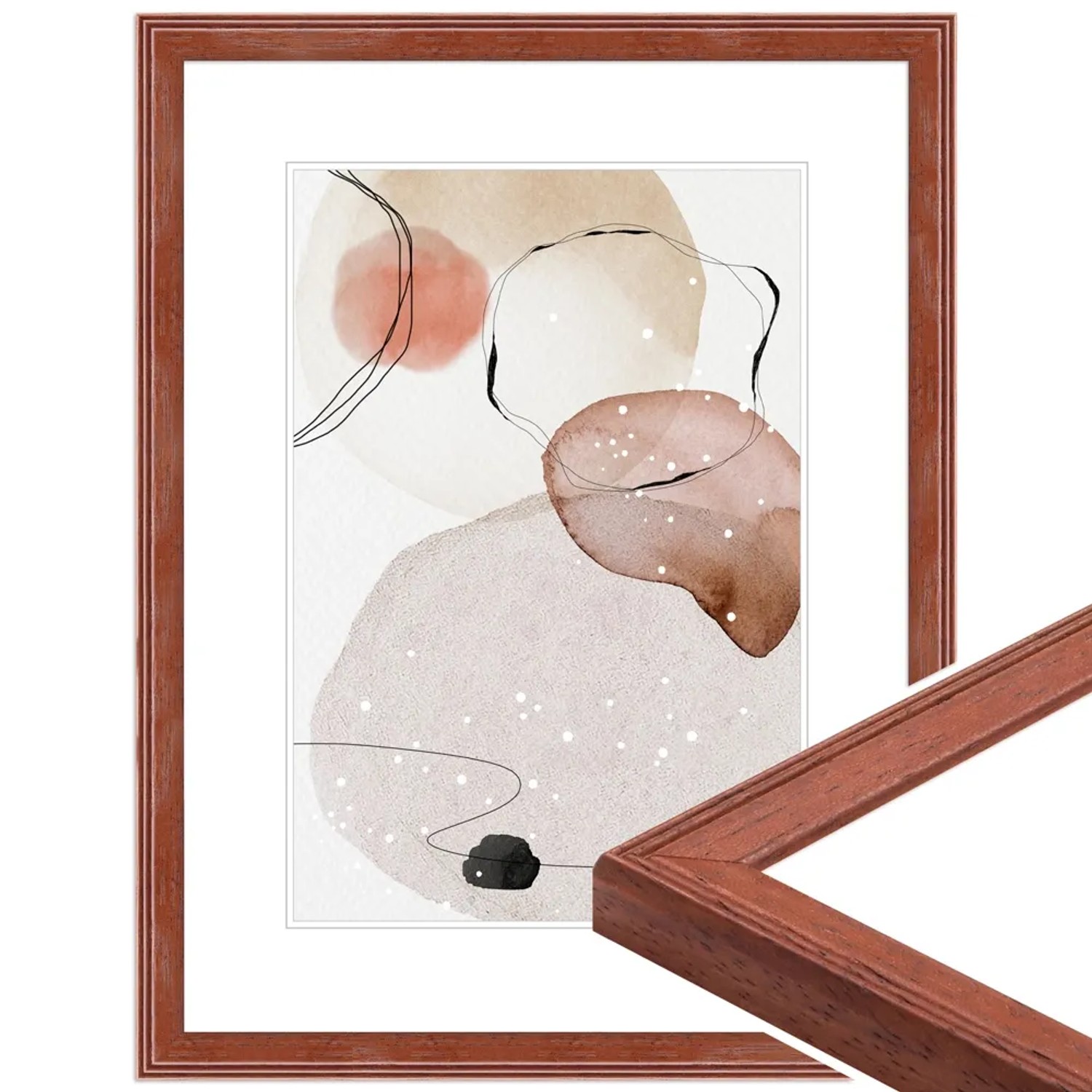 Klassischer Bilderrahmen aus Holz in Mahagoni-Optik für Fotos 10x15 cm.