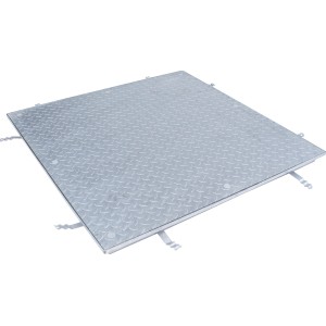 ACO Schachtabdeckung FI 2.0 Solid B125, Stahl verzinkt, 400x600 mm. Quadratische Abdeckung mit Tränenblech.