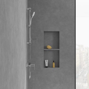 Villeroy & Boch O.novo Duscharmatur Unterputz, Chrom, mit Brausegarnitur und Ablage.