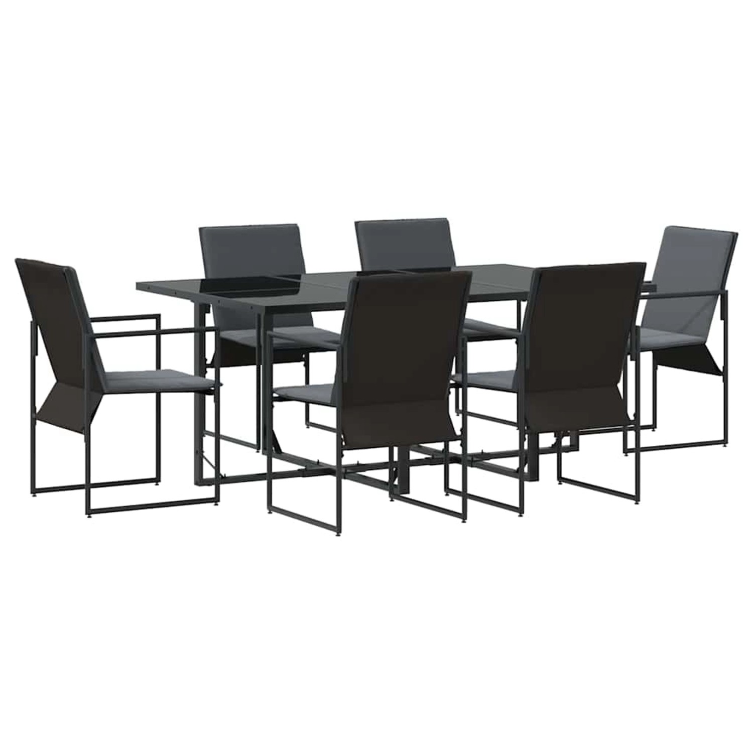 vidaXL Garten Essgruppe 7-Tlg Schwarz Stahl 3335859 günstig online kaufen