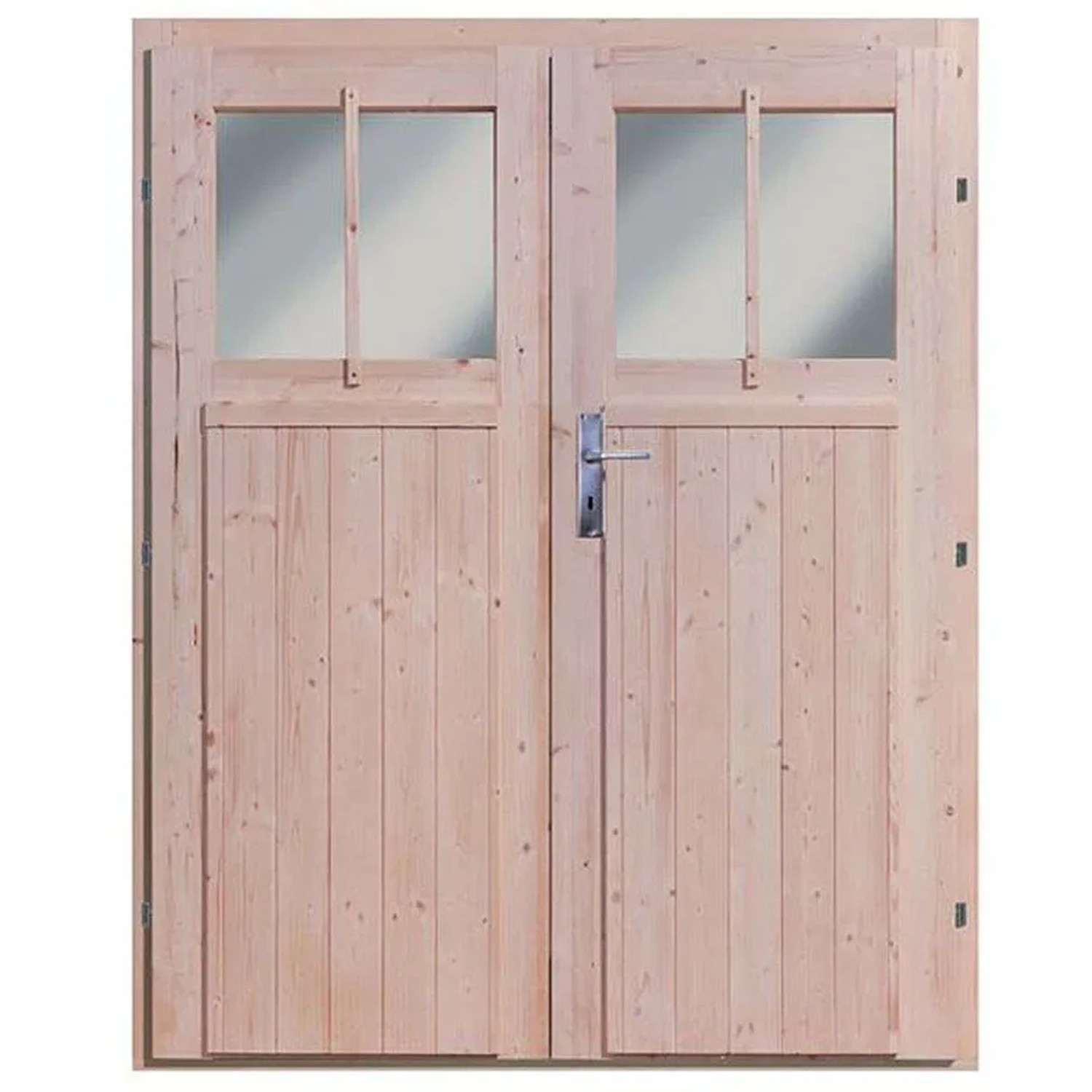 Doppeltür für Karibu Holz-Gartenhaus Timsund, unbehandelt mit Fenstern.