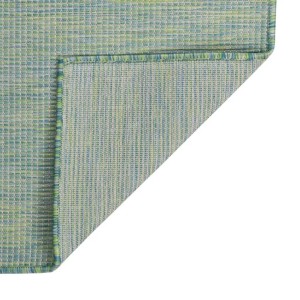 Türkiser vidaXL Outdoor-Teppich Flachgewebe, 160x230 cm, mit feiner Webstruktur und umgeschlagener Ecke.