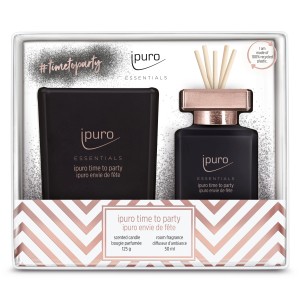 Ipuro Raumduft-Set Time To Party: Duftkerze und Diffuser in Rosa/Gold für festliche Stimmung.